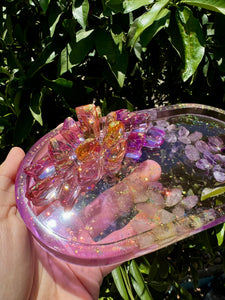 Purple Yellow Crystal Shiny Resin Tray