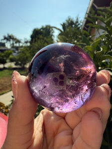 Chevron Amethyst Sphere with Goethite Inclusions,Davis Effect, A72