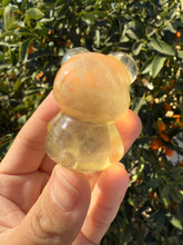 Load image into Gallery viewer, Natural yellow Candy Fluorite Flower Bear Carving
