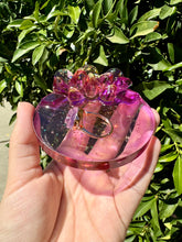 Load image into Gallery viewer, Yellow Purple Crystal Cluster Shiny Resin Round Tray
