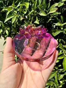 Yellow Purple Crystal Cluster Shiny Resin Round Tray