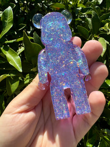 Shiny Mermaid glitter purple toy bear Handmade resin sculpture