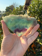 Load image into Gallery viewer, Triangular Blue and Purple Feather Fluorite Mineral Specimen,Fluorite slab
