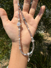 Load image into Gallery viewer, Designer Labradorite Crystal Phone Charm, Natural Pearl Beaded Wrist Strap,P5
