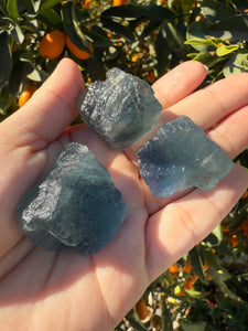 3pcs Fluorite Crystal Rough Bulk,High Quality Blue Fluorite-A