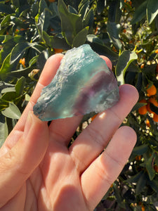 Small Triangular Blue and Purple Feather Fluorite Stone - Snowflake Fluorite