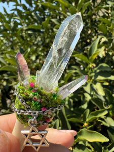 Handmade Crystal Wand – Lemurian Quartz & Vera Cruz Amethyst with Deer Antler