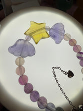 Load image into Gallery viewer, Handmade Fluorite Beaded Bracelet with Star and Wing Charms
