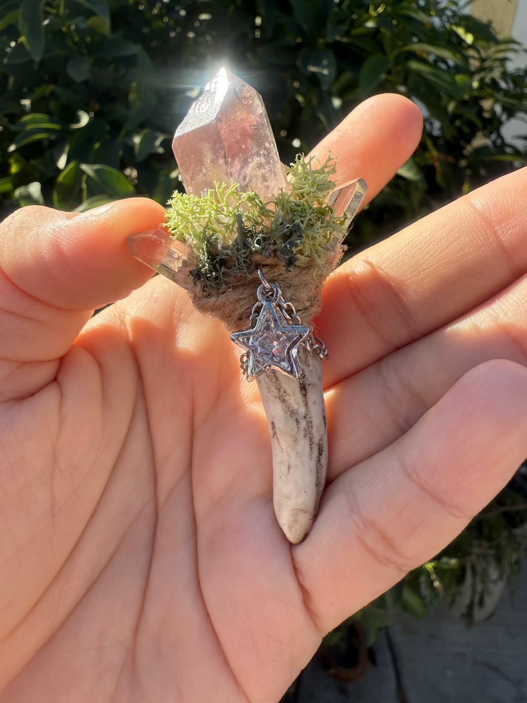 Pocket Deer Antler Crystal Wand