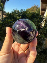 Load image into Gallery viewer, Dark purple Green Fluorite Crystal Ball
