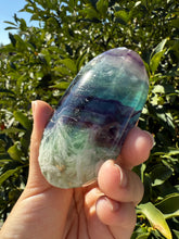 Load image into Gallery viewer, Natural Feather Fluorite Palm Stone,Snowflake Quartz Fluorite Palm Stone,A183
