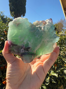 Large Blue and Purple Feather Fluorite Mineral Specimen -Snowflake Fluorite Slab