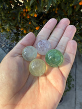 Load image into Gallery viewer, 4pcs Fluorite Mini Spheres ,Mini Green Fluorite Crystal Sphere
