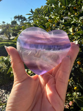 Load image into Gallery viewer, Purple Fluorite Heart Dish,Crystal Trinket Tray,Carved Fluorite Heart Plate,B130
