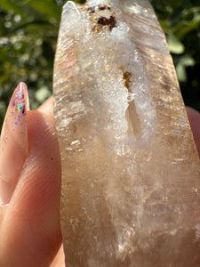 Trigonic Enhydro Quartz from Madagascar,Crystal Point with Water Inclusion,A99