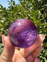Load image into Gallery viewer, Chevron Amethyst Sphere with Goethite Inclusions,Davis Effect, A66
