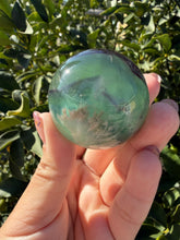 Load image into Gallery viewer, Natural Feather Fluorite Sphere,Snowflake Quartz Crystal Fluorite Ball,A217
