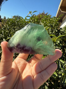 Triangular Green and Purple Feather Fluorite Mineral Specimen