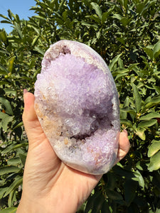 Natural Amethyst Geode with Agate Base, Raw Amethyst Crystal Cluster, A92