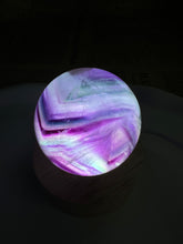 Load image into Gallery viewer, Purple Ribbon Candy Fluorite Sphere
