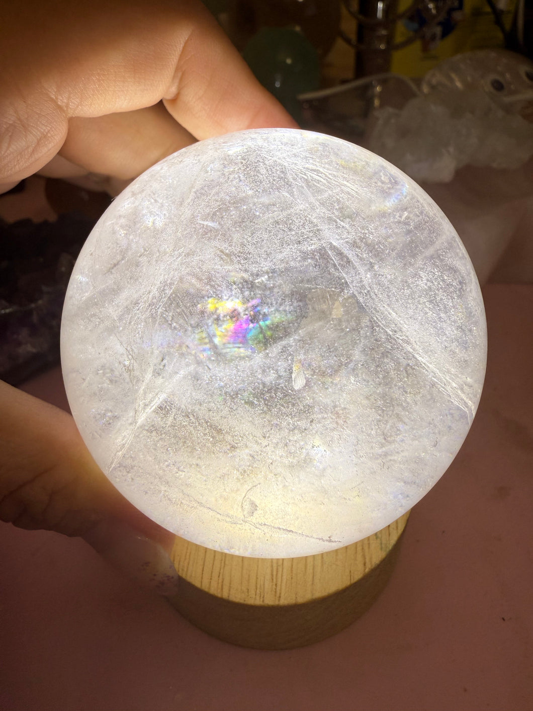 Rainbow Clear Quartz Crystal Sphere,Natural Healing Stone Ball,A118