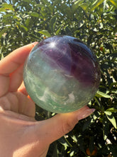 Load image into Gallery viewer, Green Purple Candy Fluorite Sphere, Rainbow Colourful Fluorite Crystal Ball,A115
