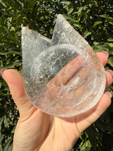 Load image into Gallery viewer, Cat Head Clear Quartz Offering Bowl,Crystal Quartz Altar Bowl,Crystal Tray,B64

