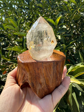 Load image into Gallery viewer, Himalayan Quartz Crystal Point from India on Handcrafted Wooden Base,A124
