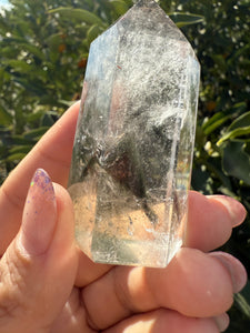 Garden Quartz Crystal Point Tower – Clear Quartz with Unique Inclusions, A82