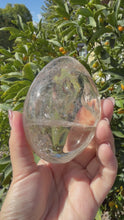 Load and play video in Gallery viewer, Natural Brazilian Light Smoky Quartz Palm Stone,Meditation Palm Stones,A291

