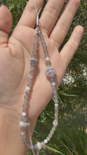 Load and play video in Gallery viewer, Designer Labradorite Crystal Phone Charm, Natural Pearl Beaded Wrist Strap,P5
