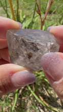 Load and play video in Gallery viewer, Natural Enhydro Quartz w/ Moving Bubble &amp;/or Carbon/Black Inclusions,A485
