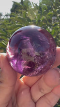 Load and play video in Gallery viewer, Chevron Amethyst Sphere with Goethite Inclusions,Davis Effect, A72
