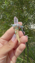 Load and play video in Gallery viewer, Handmade Pocket Deer Antler Veracruz Quartz Amethyst Crystal Wand Necklace
