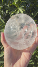 Load and play video in Gallery viewer, Natural Light Pink Rose Quartz Dish,Pale Pink Crystal Plate,Crystal Tray,B129

