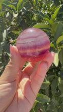 Load and play video in Gallery viewer, Rainbow Candy Fluorite Sphere, Stunning Rainbow Fluorite Ball
