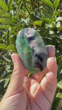 Load and play video in Gallery viewer, Natural Feather Fluorite Palm Stone,Snowflake Quartz Fluorite Palm Stone,A182
