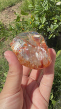 Load and play video in Gallery viewer, Hematite Quartz Crystal | Orange Flower Inclusions Rainbow Flash, A337
