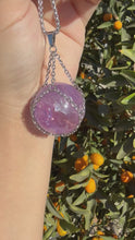 Load and play video in Gallery viewer, Amethyst Sphere Pendant Necklace with Silver Chain Wrap
