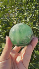 Load and play video in Gallery viewer, Natural Feather Fluorite Sphere,Snowflake Quartz Crystal Fluorite Ball,A219
