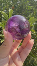 Load and play video in Gallery viewer, Top quality Chevron Amethyst Sphere,Amethyst Crystal Ball, Davis Effect,A73
