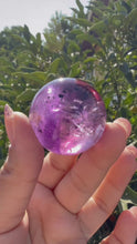 Load and play video in Gallery viewer, Chevron Amethyst Sphere with Goethite Inclusions,Davis Effect, A71
