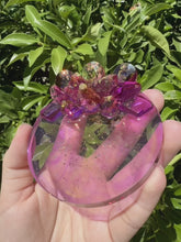 Load and play video in Gallery viewer, Yellow Purple Crystal Cluster Shiny Resin Round Tray
