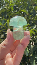 Load and play video in Gallery viewer, Small Green Kelp Fluorite Mushroom Carving-Fluorite Gemstone Mushroom,A139
