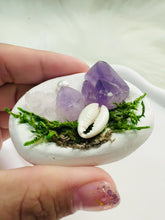 Load and play video in Gallery viewer, Handmade Amethyst and Shell Clay Garden Fridge Magnets - D
