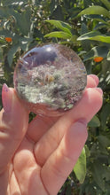 Load and play video in Gallery viewer, High-Grade Garden Quartz Crystal Sphere with Rainbow Inclusions
