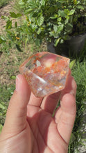 Load and play video in Gallery viewer, Hematite Quartz Crystal | Orange Flower Inclusions Rainbow Flash A332
