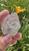 Load and play video in Gallery viewer, Natural Enhydro Quartz w/ Moving Bubble &amp;/or Carbon/Black Inclusions,A449
