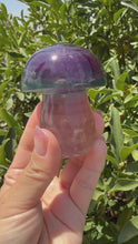 Load and play video in Gallery viewer, Large Natural Purple Green Fluorite Mushroom Crystal Fluorite Mushroom Sculpture
