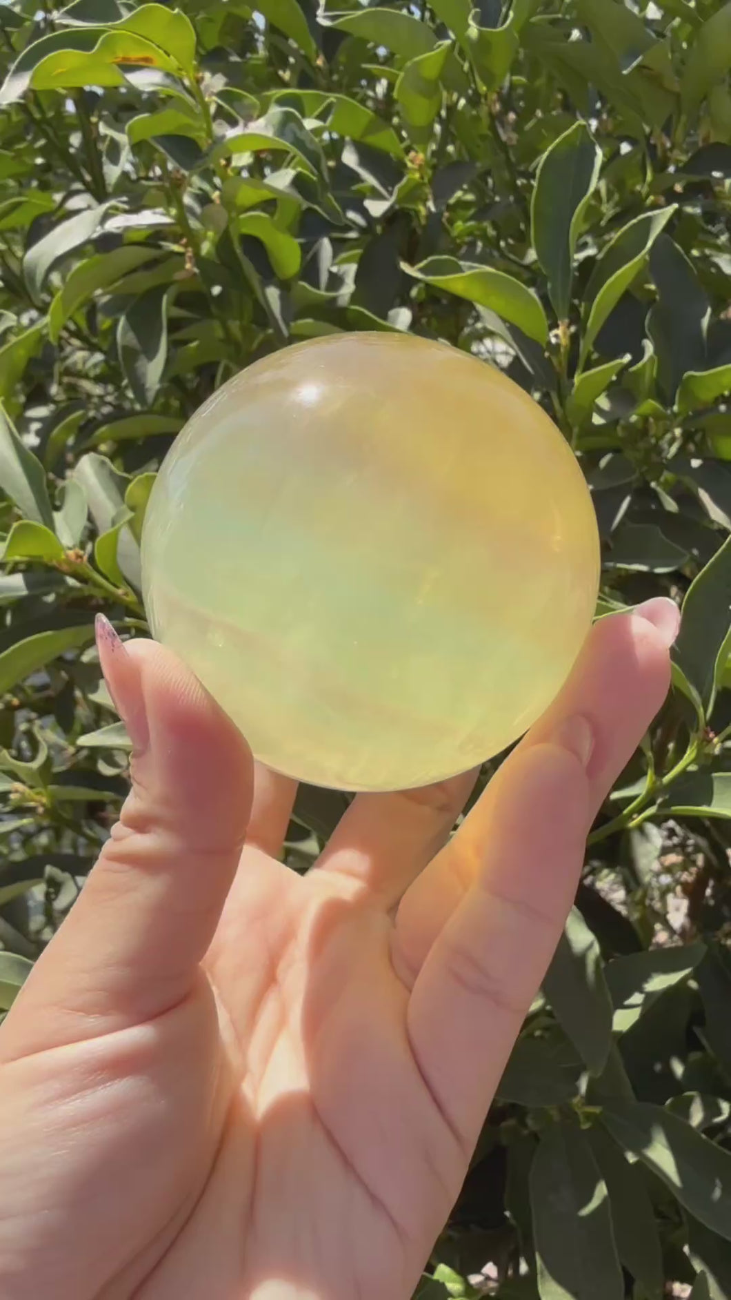 Lemon Yellow Candy Fluorite Sphere, Stunning Green Fluorite Ball,A113